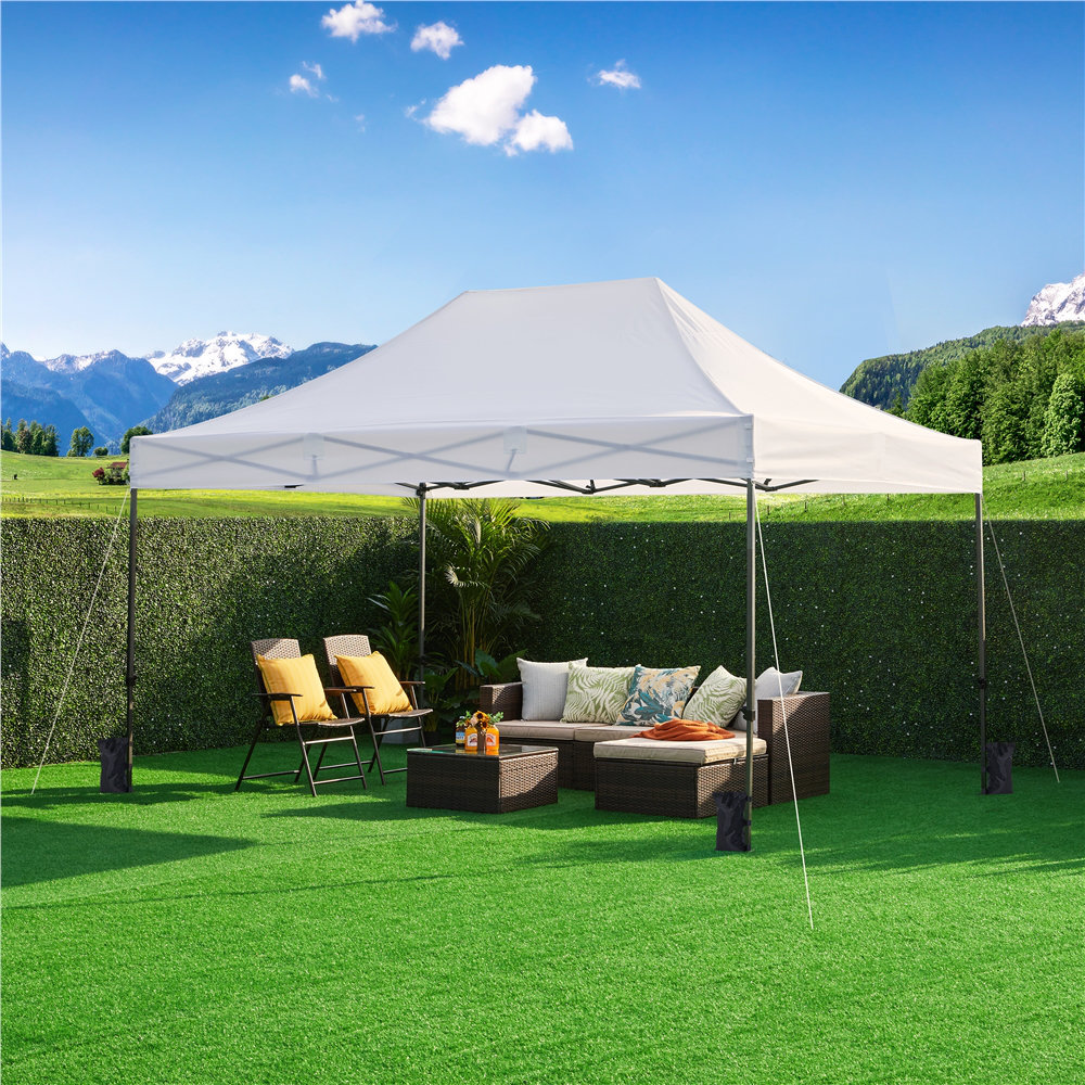 15 Ft. W x 10 Ft. D Steel Pop-Up Canopy Yaheetech Roof 