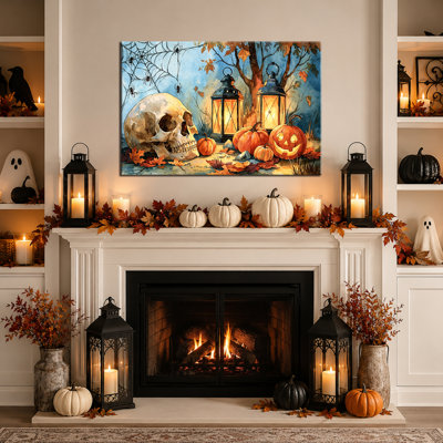 Art mural d'automne d'Halloween, décoration murale de photos d'Halloween, art mural sur toile d'Halloween de style gothique effrayant, art mural citrouille aux couleurs chaudes de l'automne, maison rustique, salon ou entrée 18 x 24 po