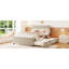 Lit plateforme double en velours avec lit gigogne double beige-439631132-439631134