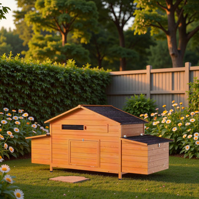 70＂Large Wooden Chicken Coop with 2 Nesting Box