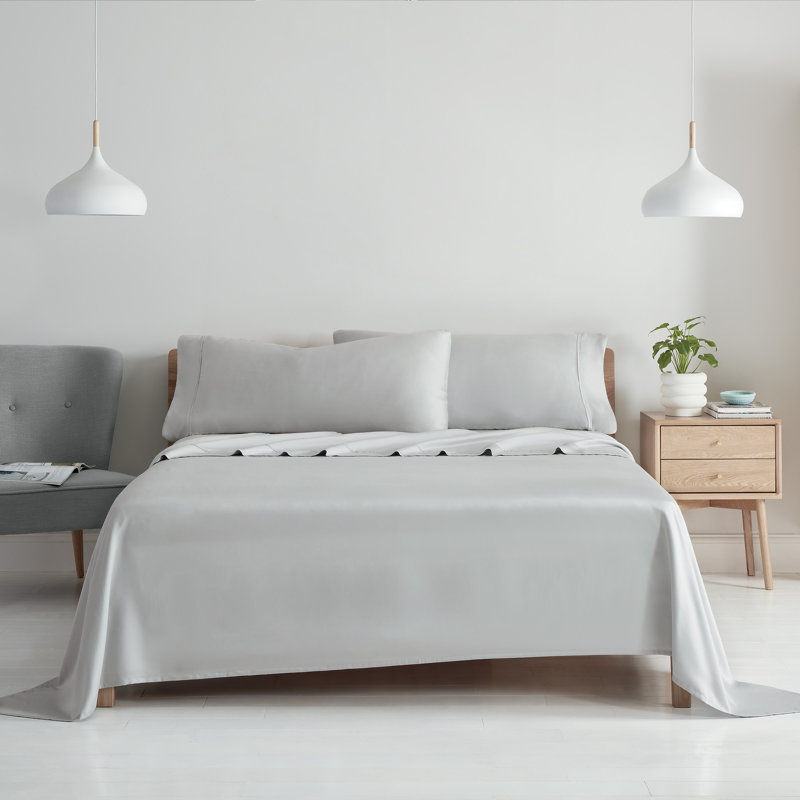 Ensemble de draps Eencalyptus Tencel, Double, Gris clair