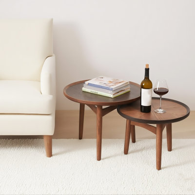 Oak Wood Nesting Coffee Table Set