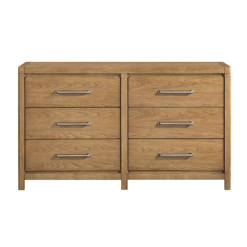 Commode de chambre à coucher à 6 tiroirs brun clair
