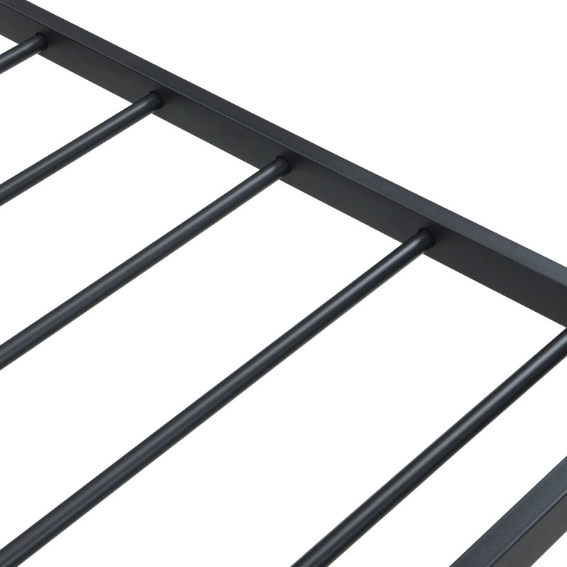 Twin Black Heavy Duty Metal Bed Frame Offering Quick Installation, Silent Operation, 750 - Pound Static Support Ability, Stable Mattress From Slats, Storage Space Below Bed, And Link Holes, Ideal For