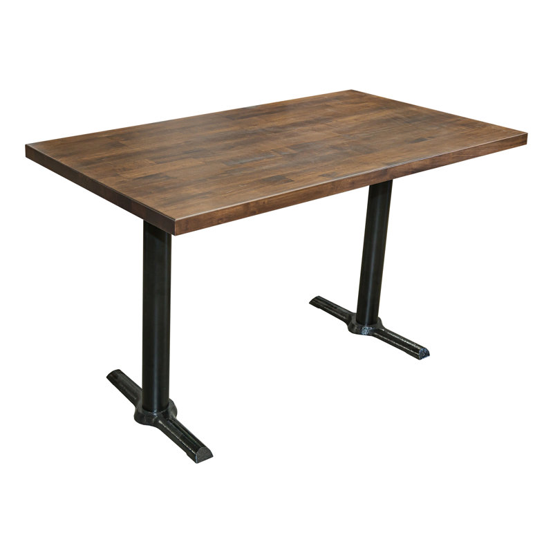 4 - Person Solid Wood Top Double Pedestal Dining Set, Brown , Black