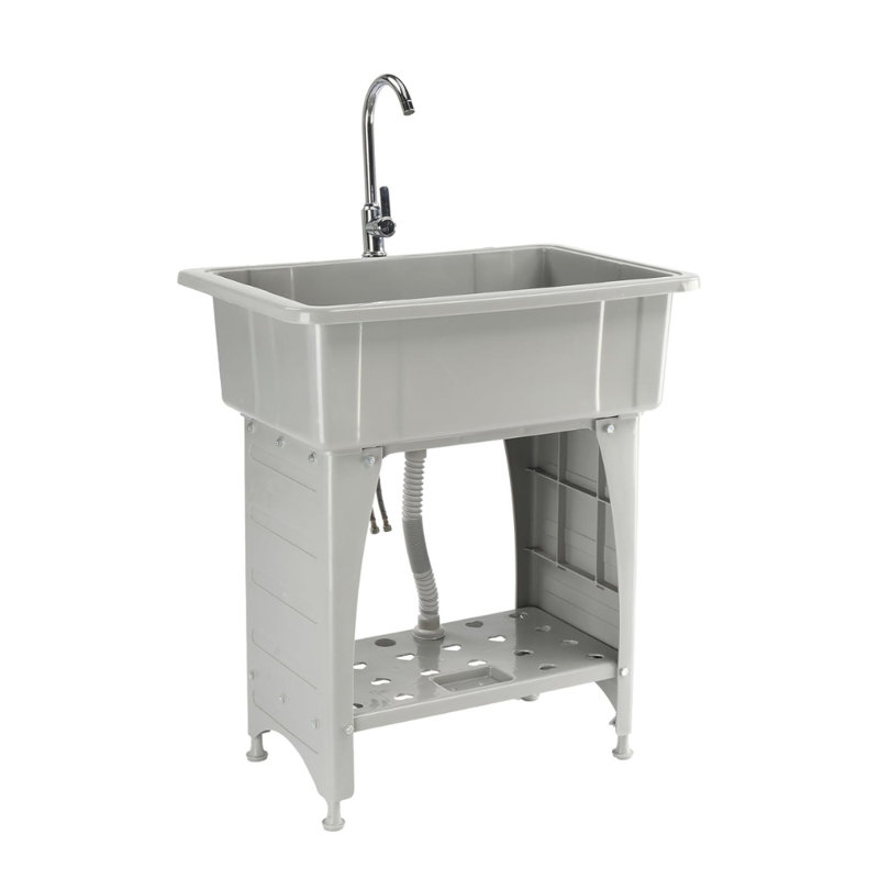 Cuve à lessive utilitaire avec robinet et tablette, Gris