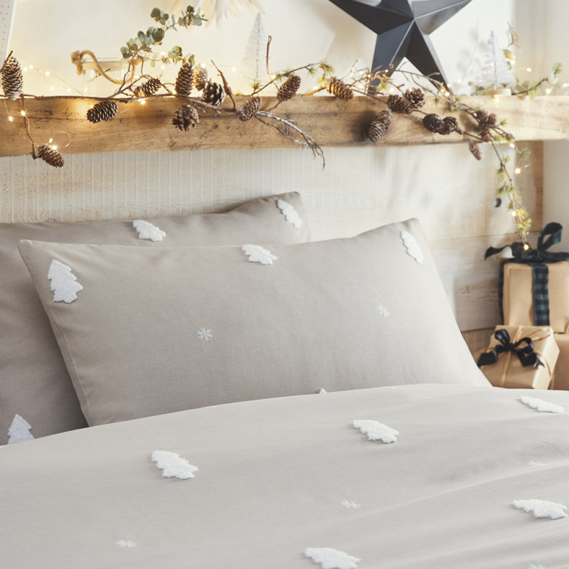Tufted Trees Cotton Solid Colour Duvet Cover Set, King Size Bed (230 x 220 cm)