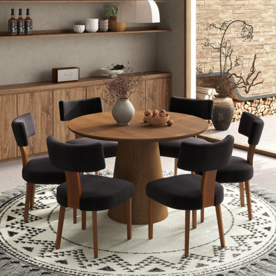 Ensemble de salle à manger à piédestal rond Mid-Century