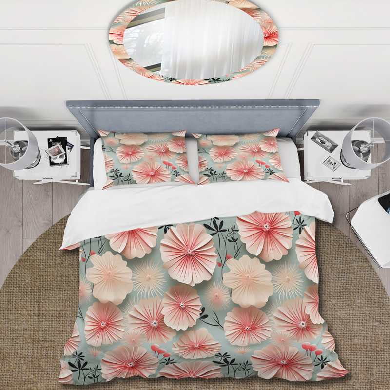 Ensemble de housse de couette motif coquillage rose, Housse de couette pour très grand lit et 2 très
