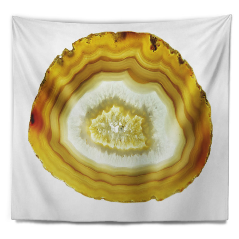 Tapisserie agate jaune en polyester avec accessoires suspendus inclus, H 68 po x l 80 po