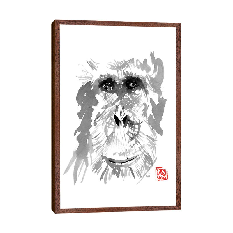 Old Orangutan by Péchane - Print on Canvas, Classic Brown Wood Framed, 152.5 cm H x 101.5 cm W