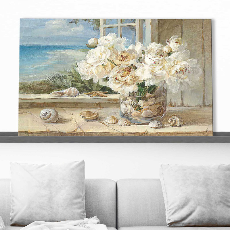 Au bord de la mer - Peinture, Toile tendue, H 18 po x l 30 po x P 1 po