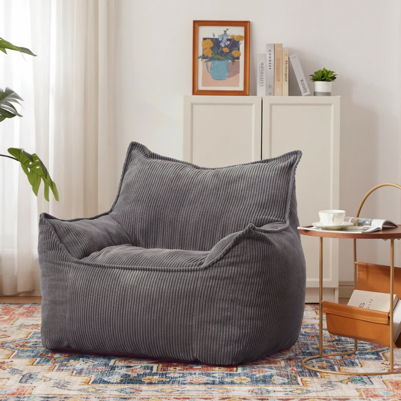 Fauteuil à billes surdimensionné moderne en velours côtelé l 39 po Modern, Velours côtelé gris foncé
