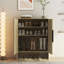 Range-chaussures en bois avec portes et tablettes réglables-1185687840