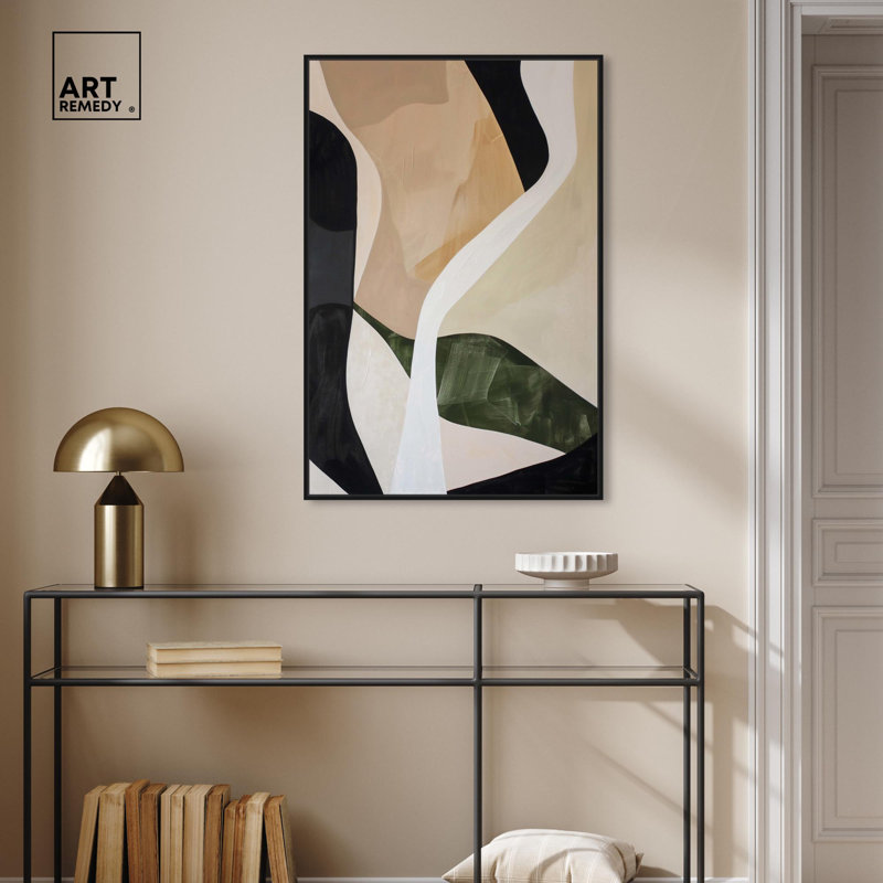 Art mural abstrait Mid-Century Grain Canvas par Art Remedy, Cadre noir, H 46 po x l 31 po