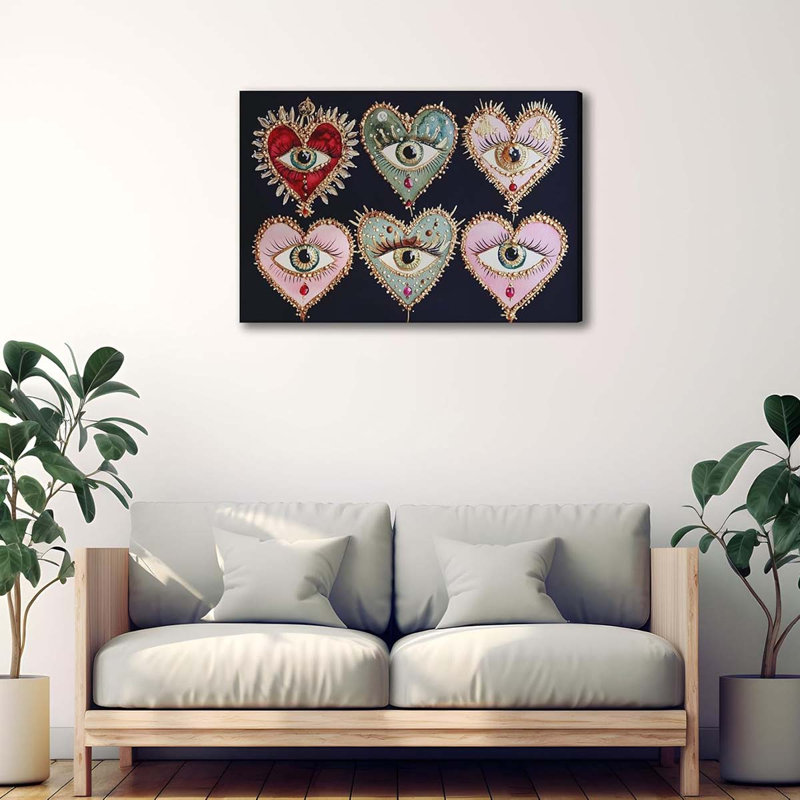 Wall Art Gothic Maximalist Witchy Art Wall Decor Picture Dark Academia Aesthetic Poster Eclectic Love Heart Jewel Gem Painting.