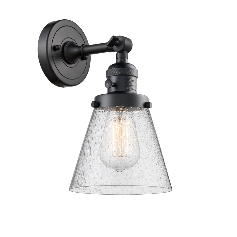 Cone 1 Light Sconce, 3.5 Watt Vintage LED Bulb, Seedy, Matte Black