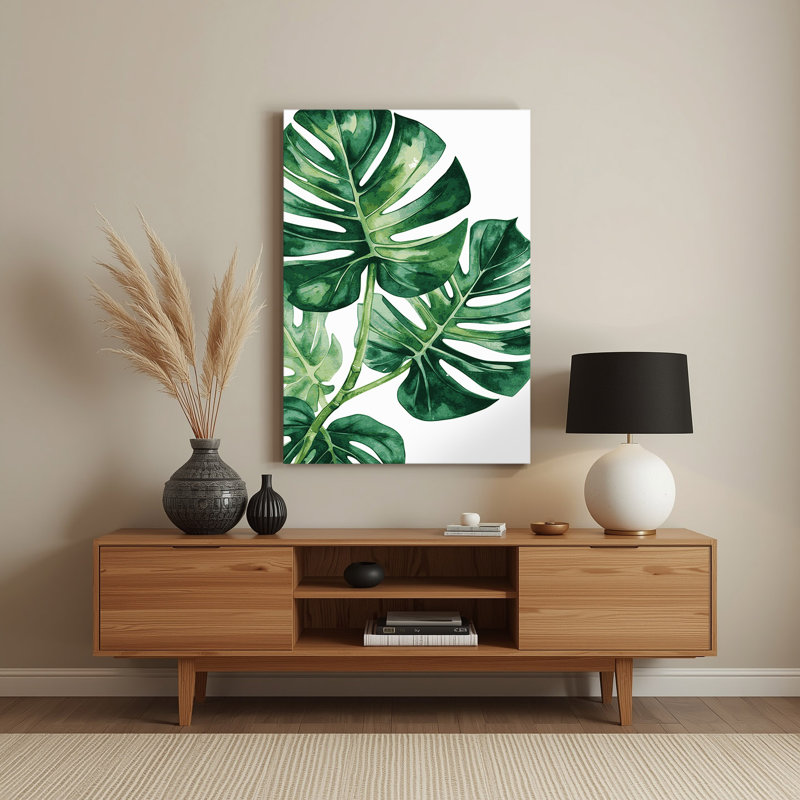 Aquarelle botanique 40, art mural vert en métal