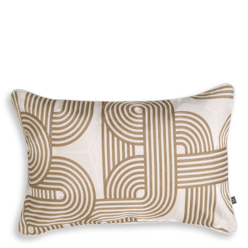 Abacas Lumbar Pillow Cover & Insert, Beige/White Geometric