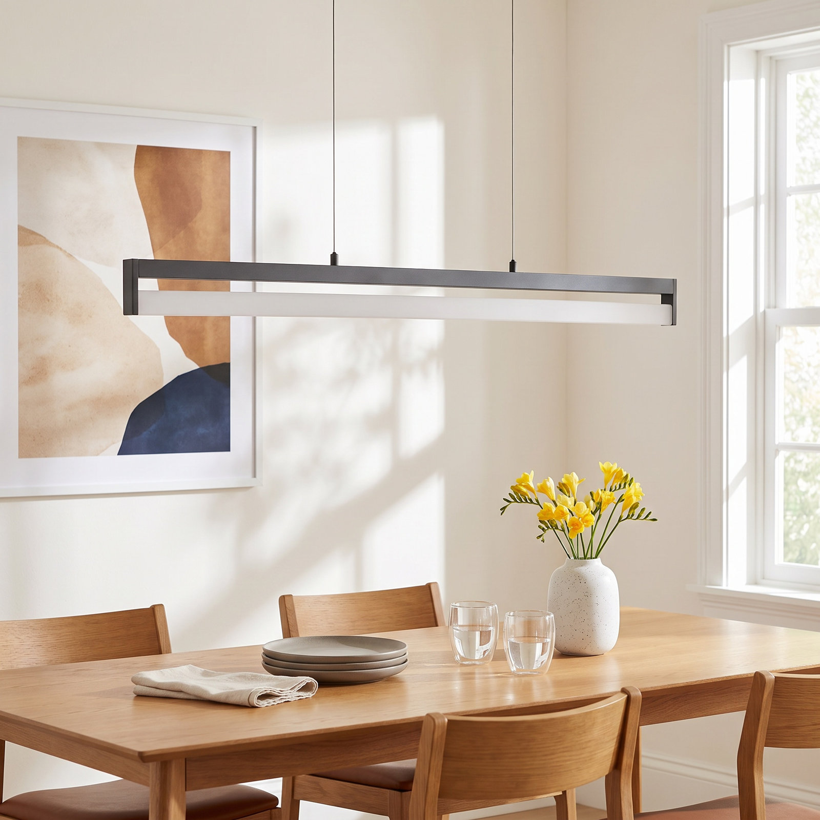 Alessandrini Single Light Acrylic Dimmable LED Pendant, 3.75" H x 48" W x 1.25" D