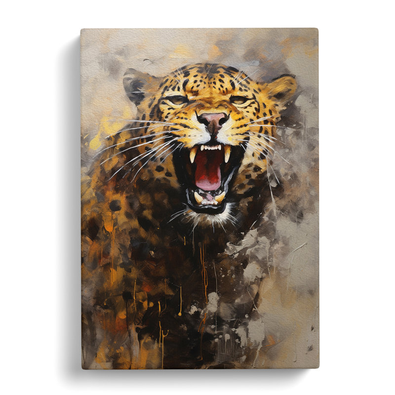 Leopard Gestural Art - Wrapped Canvas, 50cm H x 35cm W x 3cm D