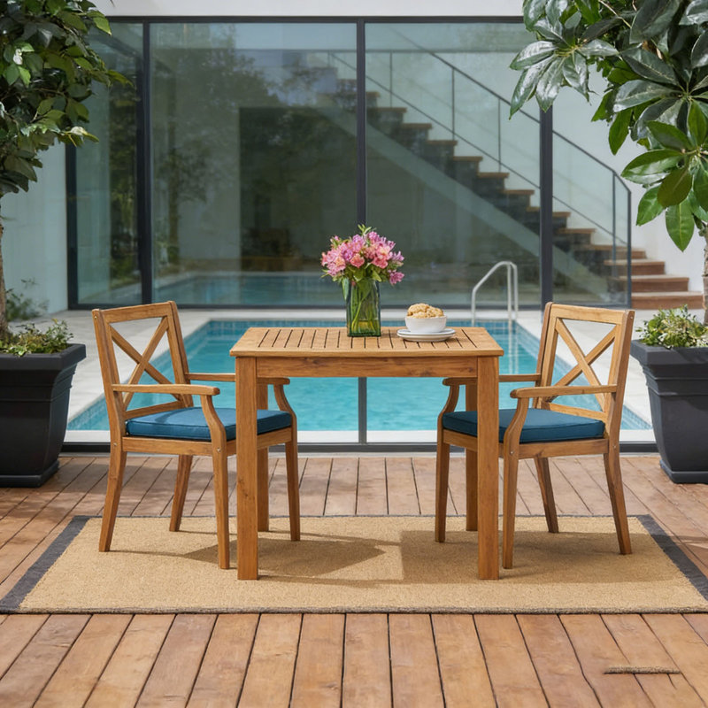 Chaise longue de patio 2 pièces, Bleu
