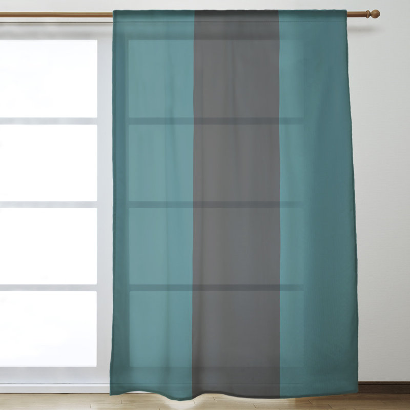 Panneau de rideau simple diaphane avec passe-tringle Stripes, Philadelphia Football Alpine Green/Black
