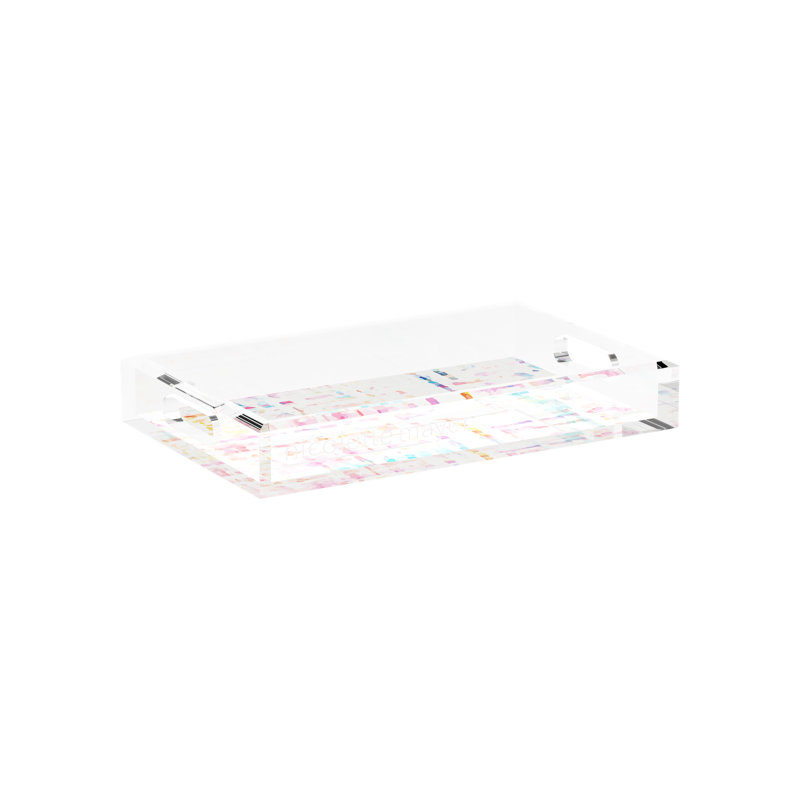 Coco Cream Acrylic Rectangle Decorative Tray, 22"W x 14.5"D x 2”H