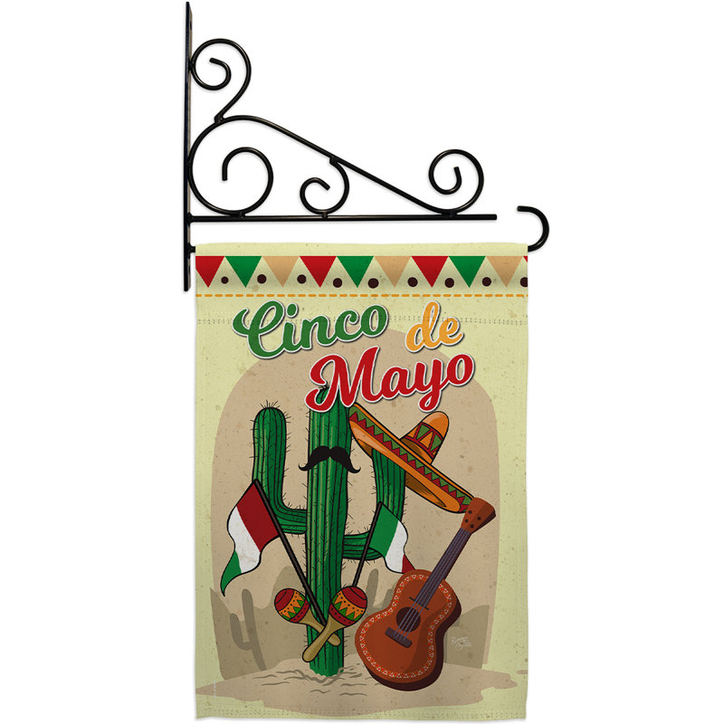 Polyester à 2 faces 18,5 x 13 po Fiesta Cinco de Mayo Ensemble de drapeaux
