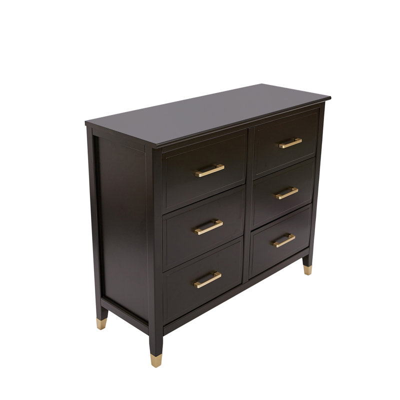 6 Drawer 105Cm W Double Dresser, Black