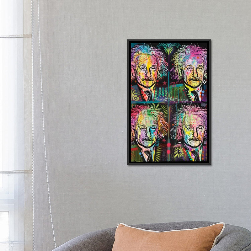 «Einstein 4 Up», impression sur toile, H 26 po x l 18 po x P 1,5 po, Toile avec cadre noir, Pas de tapis
