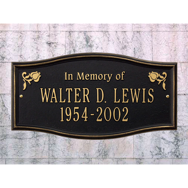 Alexandria Memorial Plaque/Stone, Black/Gold, Yes