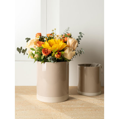 Milkyway Kitchen Utensil Holder For Countertop, 7.2"+5.8" Ceramic Cooking Utensil Crocks For Counter, Utensil Organizer