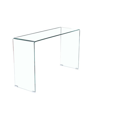Clear Console Table For Multipurpose Use - Simple Design With Bent Glass And Easy To Clean Tempered Living Area Elegant - Edges