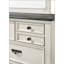 Magnifique commode 1 pièce à finition bicolore avec rangement spacieux et quincaillerie en nickel noir pour les chambres modernes