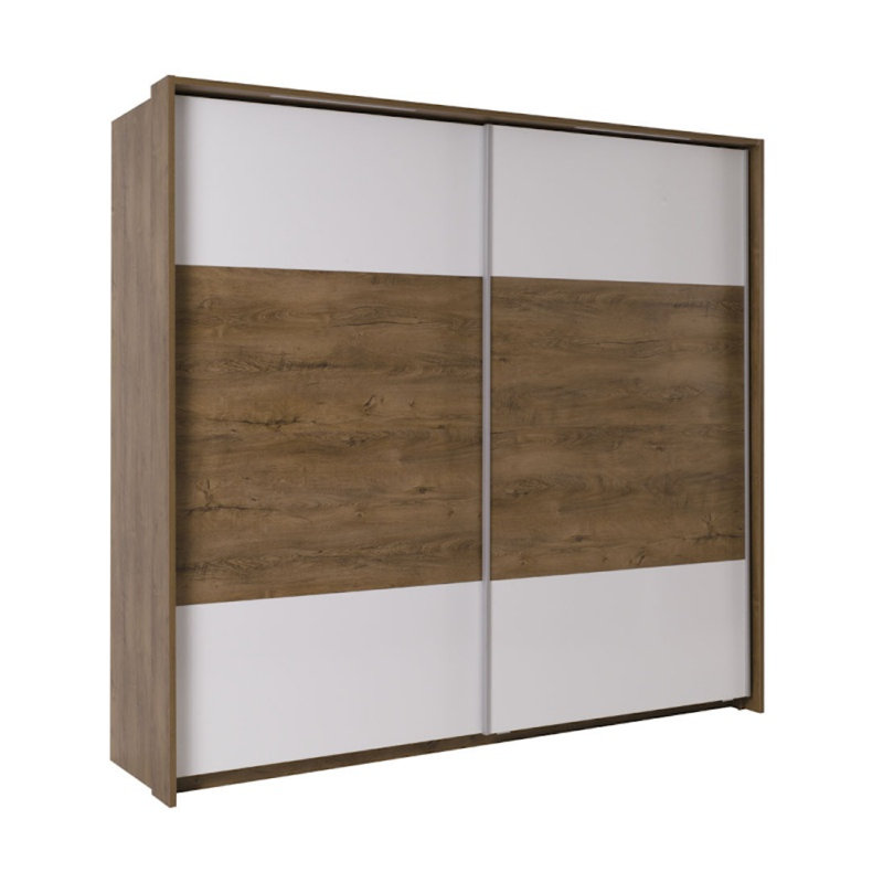 Forras 2 Door Wardrobe, Dark Oak/White