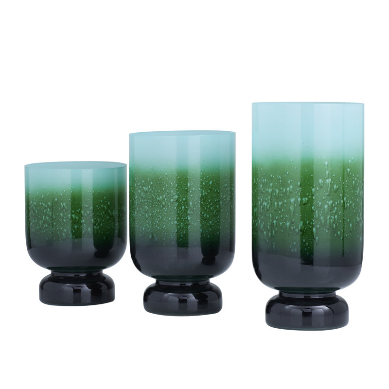 Uvalda 11.95'' H Glass Tabletop Hurricane, Green