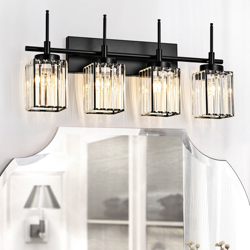 Edgars Modern Crystal Dimmable Vanity Light, Black, 4