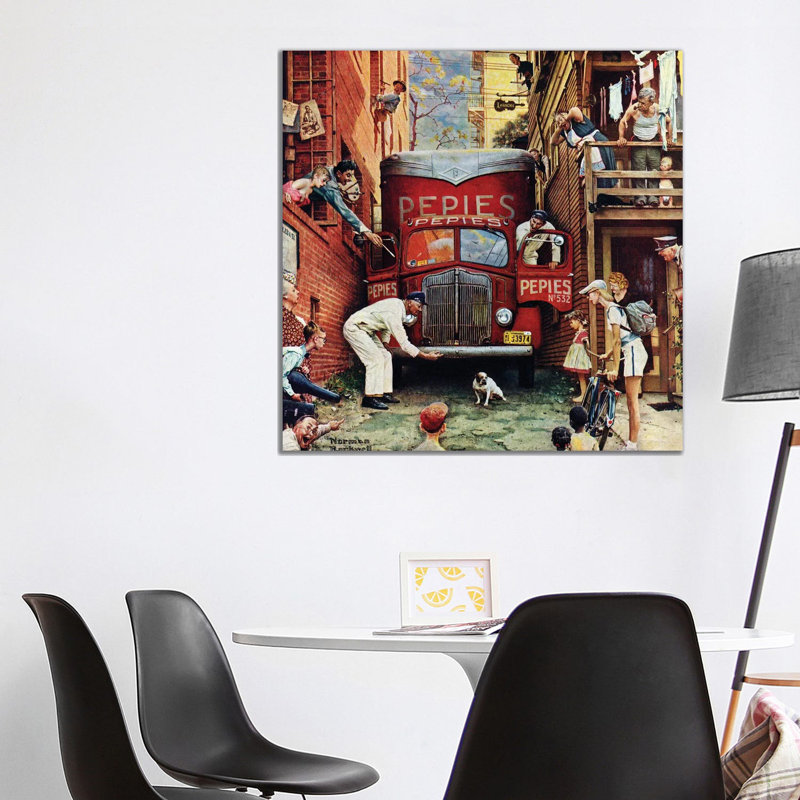 Road Block by Norman Rockwell - 1 Piece Wall Art on Canvas, 93.98 cm H x 93.98 cm W, Wrapped Canvas, Does Not Apply