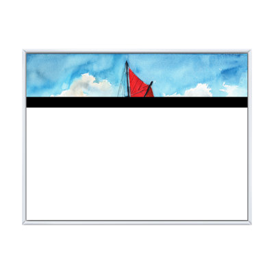 Voilier avec voiles rouges sur l'océan bleu - Peinture sur toile