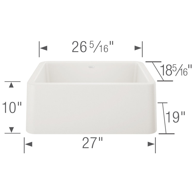 Évier de ferme à tablier frontal à simple cuve 27 po Ikon SILGRANIT - Blanc, Blanc