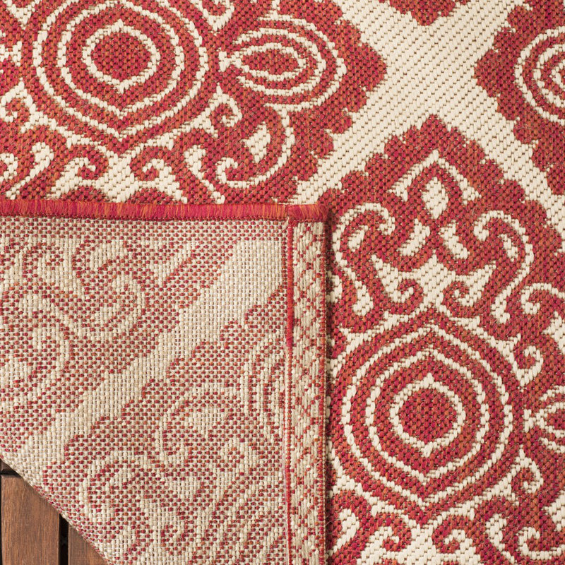 Hardrian Hooked Indoor/ Outdoor Red/Neutral Rug, Runner 61 x 244 cm