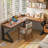 Walnut L-Shaped Solid Wood  desk-108840420-108840425