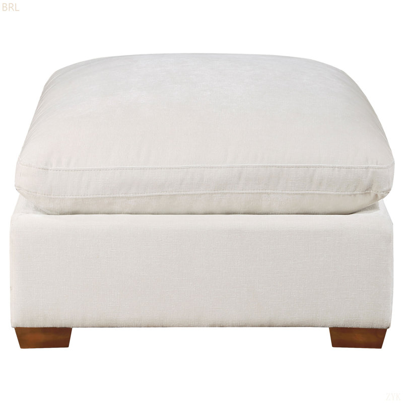 Ivory Upholstered Ottoman(only Ottoman!!!!), Brown, Ivory