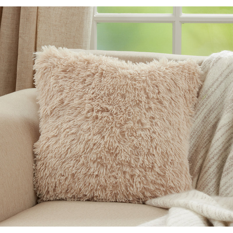 Juneau Faux Fur Pillow Cover & Insert, Polyester, Natural
