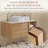 36" Modern Bathroom Vanities With Single Sink, White Glossy Stone Table Top， Floating Vanity With Wood Cabinets-225328218