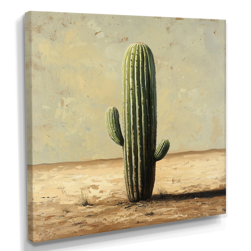 Maruice cactus dans le désert IV - cactus, art mural, Toile tendue, Ne s’applique pas, H 16 po x l 16 po