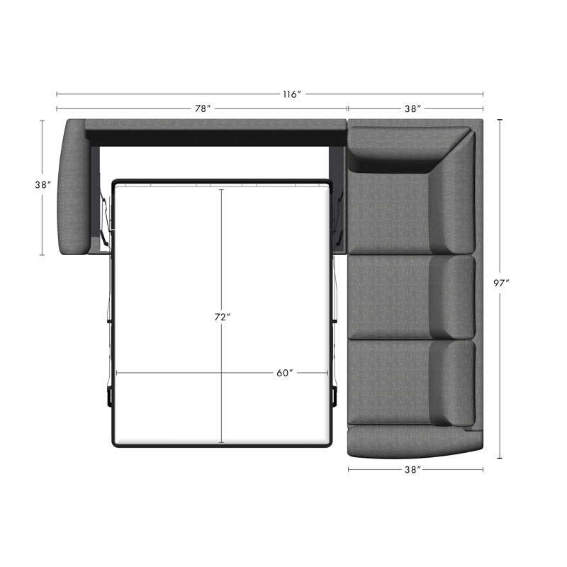 119" Wide Sleeper Corner Sectional, Innerspring, Connelly Dove
