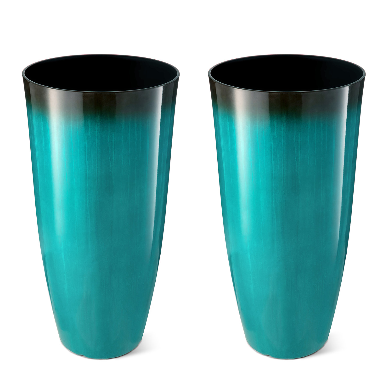 Pot Planter, 30"H X 15" W X 15"D, Gradient Turquoise