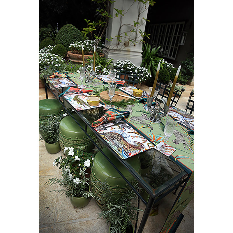 Ardmore 'Monkey Paradise' Cotton Runner, Chalk, 94" x 16"